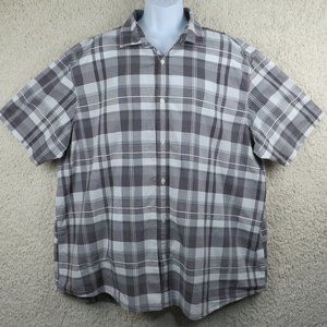 Claiborne* Men's Short Sleeve Button‎ Down Curved Hem Plaid Shirt~ Size 3XLT
